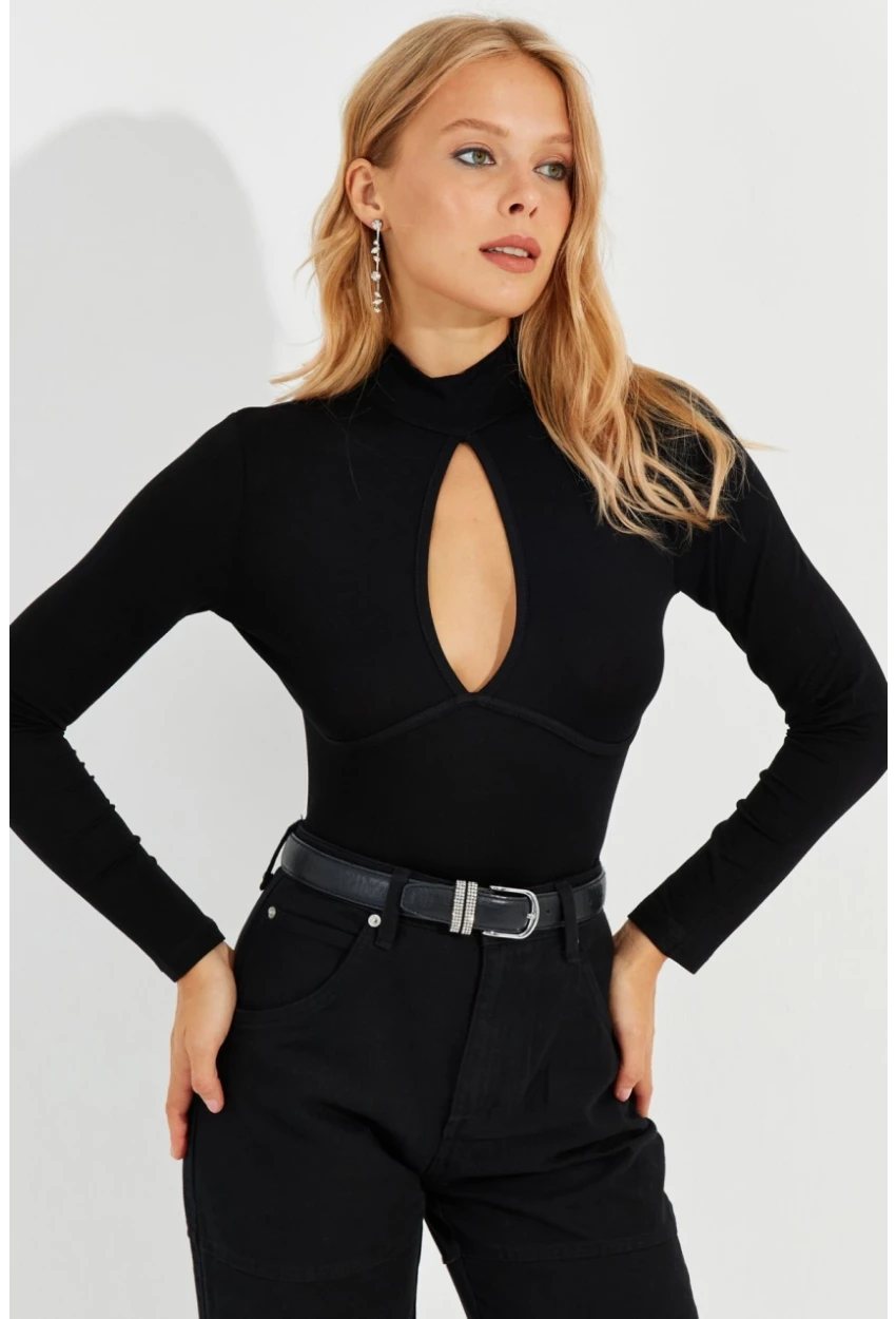 Kadın Siyah Önü Damla Bluz LPP1239