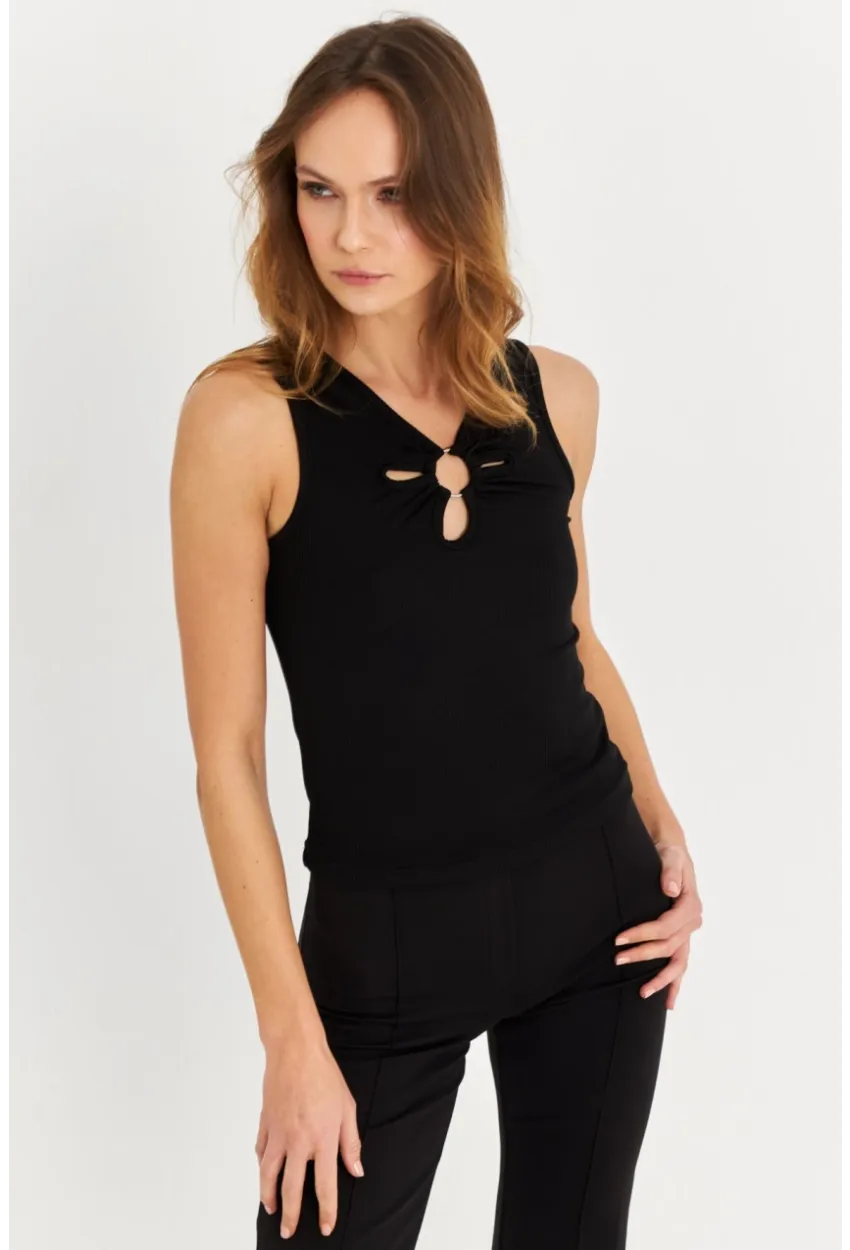 Kadın Siyah Önü Pencereli Atlet MK29