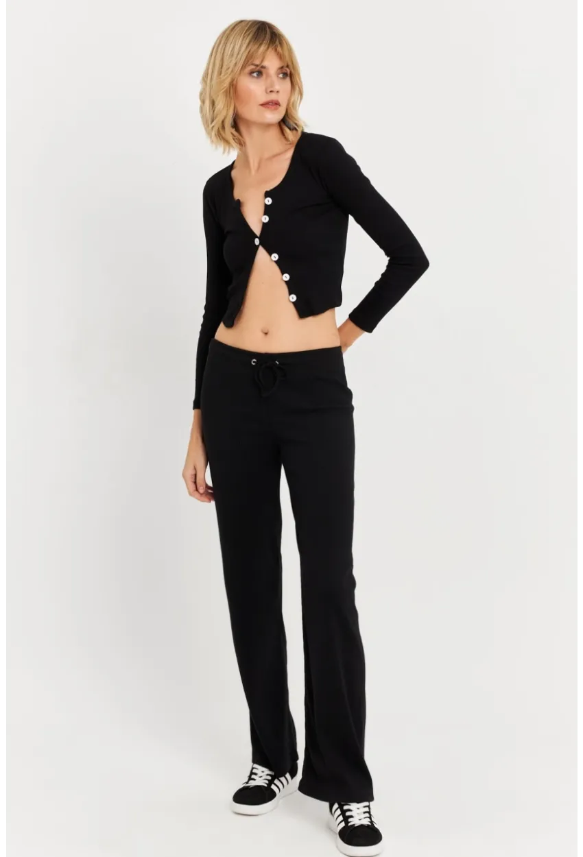 Kadın Siyah Palazzo Eşofman Altı ALB6011