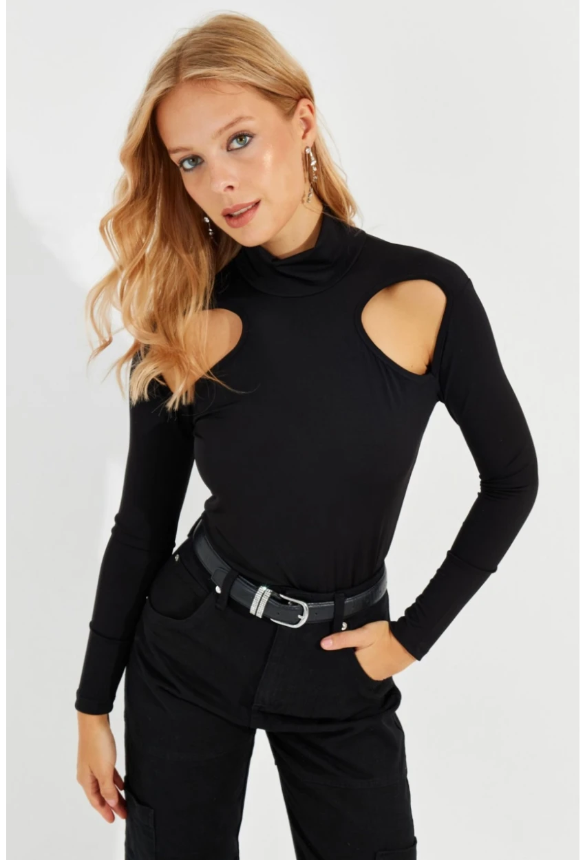 Kadın Siyah Pencereli Bluz MEN2014