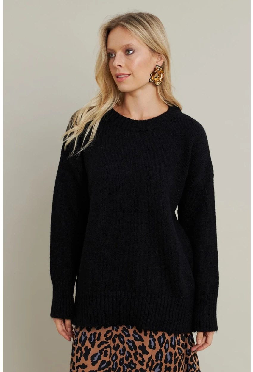 Kadın Siyah Salaş Kazak MYV104