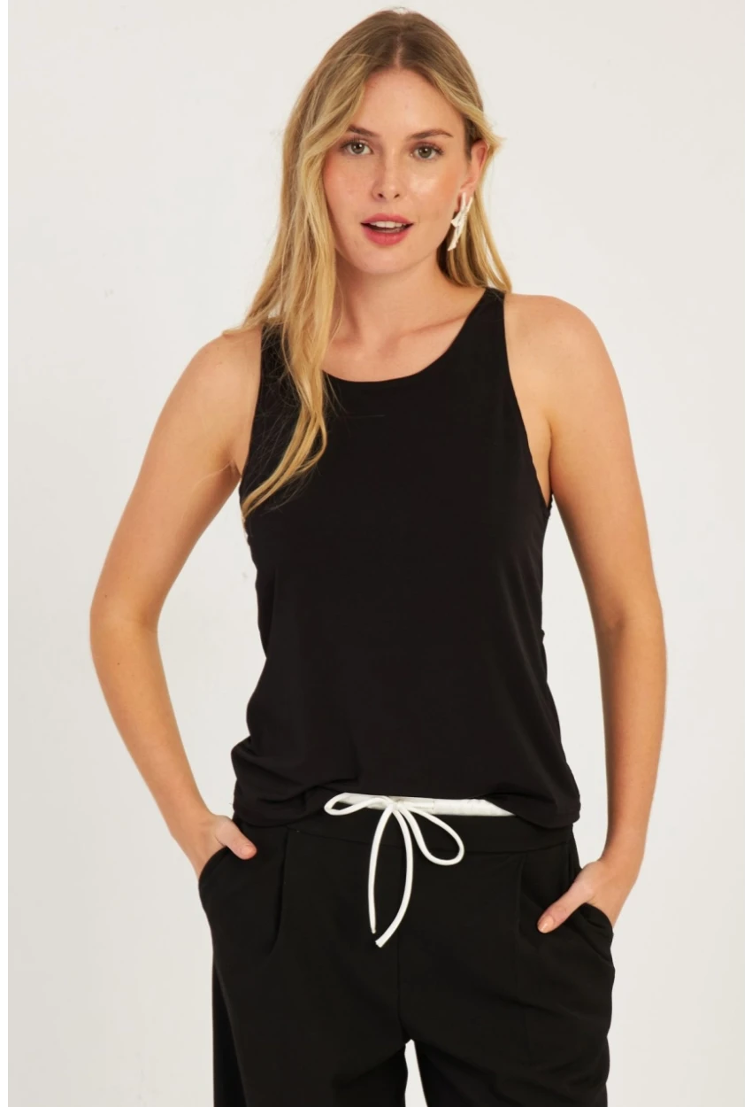 Kadın Siyah Sırtı Çapraz Bluz YZ1029