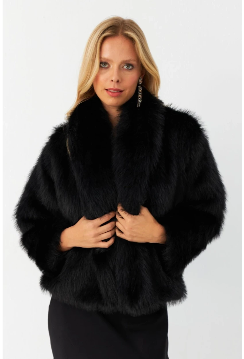 Kadın Siyah Suni Kürk ELT1227