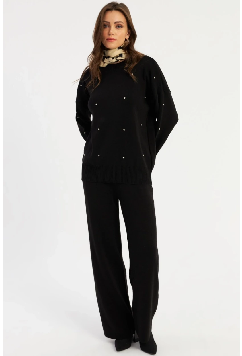 Kadın Siyah Taşlı Alt Üst Takım MYİL10