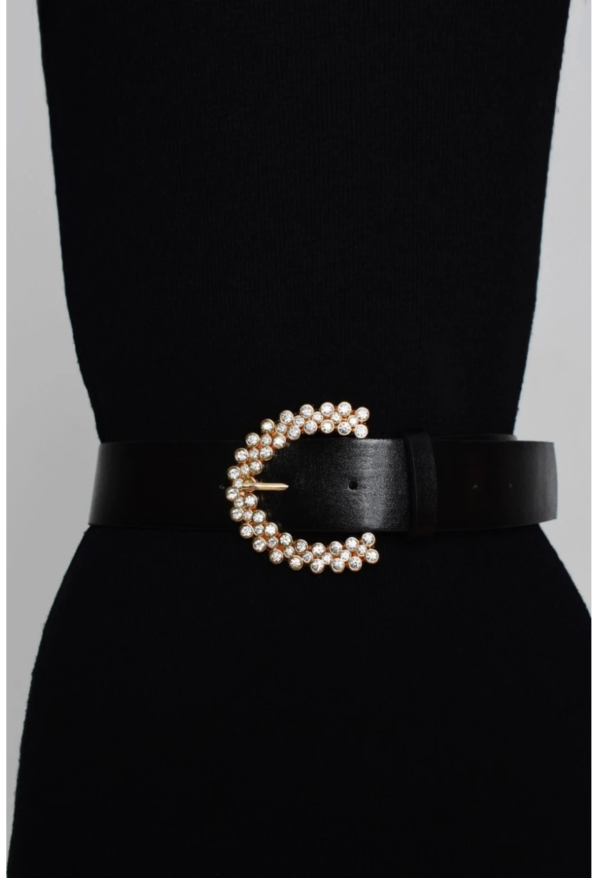 Kadın Siyah Taşlı Kemer BE313