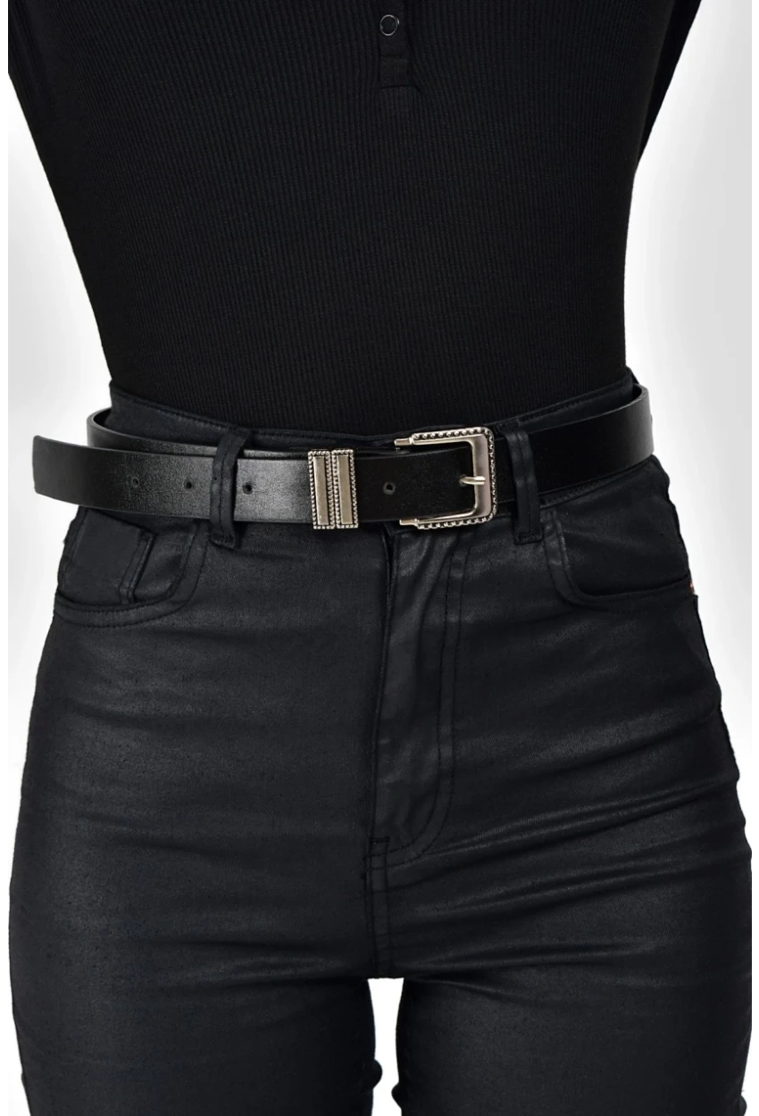 Kadın Siyah Taşlı Tokalı Kemer BE356