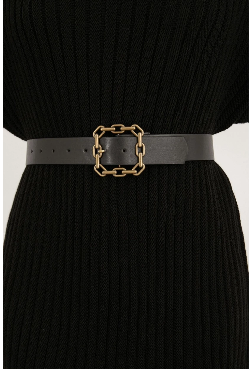 Kadın Siyah Tokalı Kemer BE589