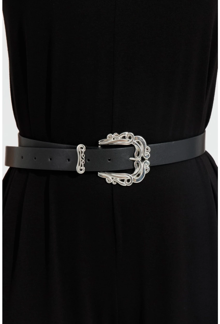 Kadın Siyah Tokalı Kemer BE686