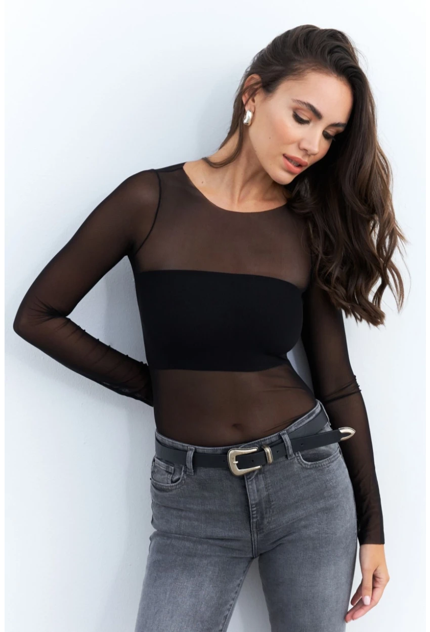 Kadın Siyah Transparan Bluz CY350