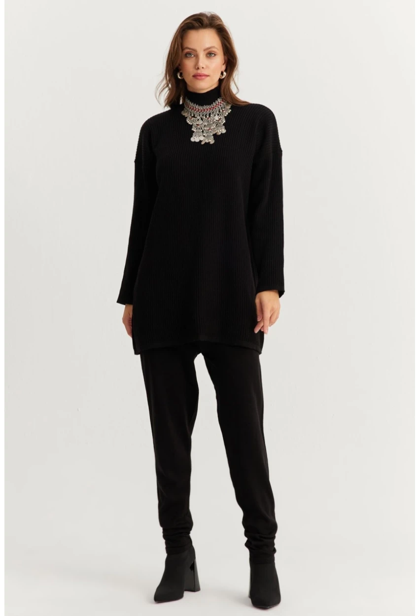 Kadın Siyah Triko Alt Üst Takım MNUV9