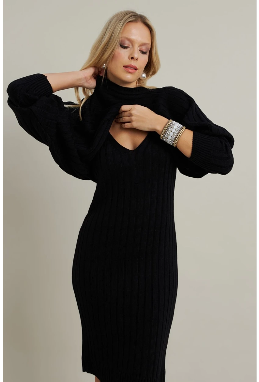 Kadın Siyah Triko İkili Takım ELT12014