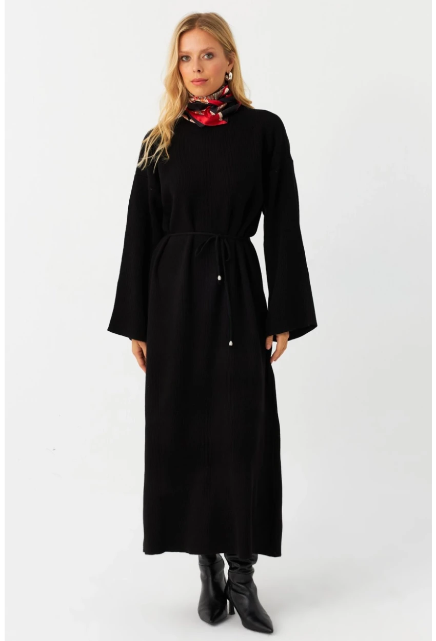 Kadın Siyah Triko Maxi Elbise MTC3367