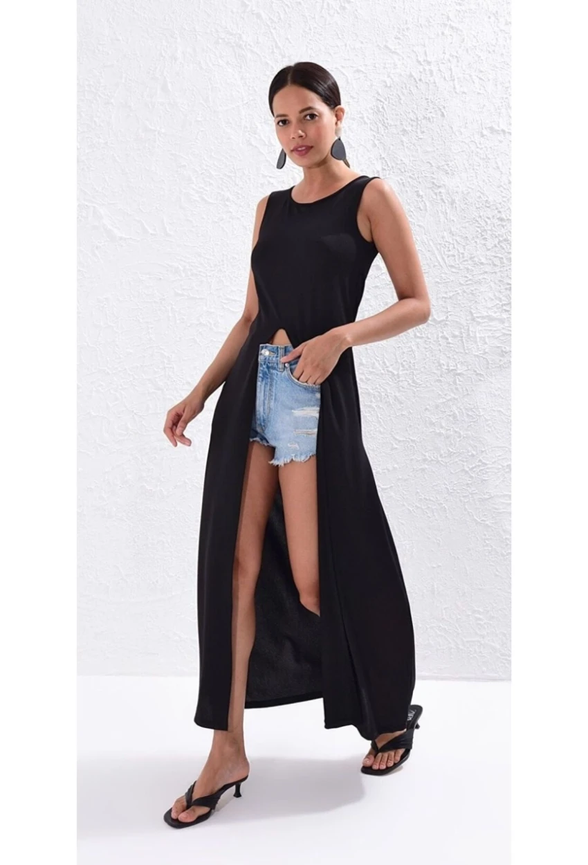 Kadın Siyah Uzun Tunik Elbise Yİ1823