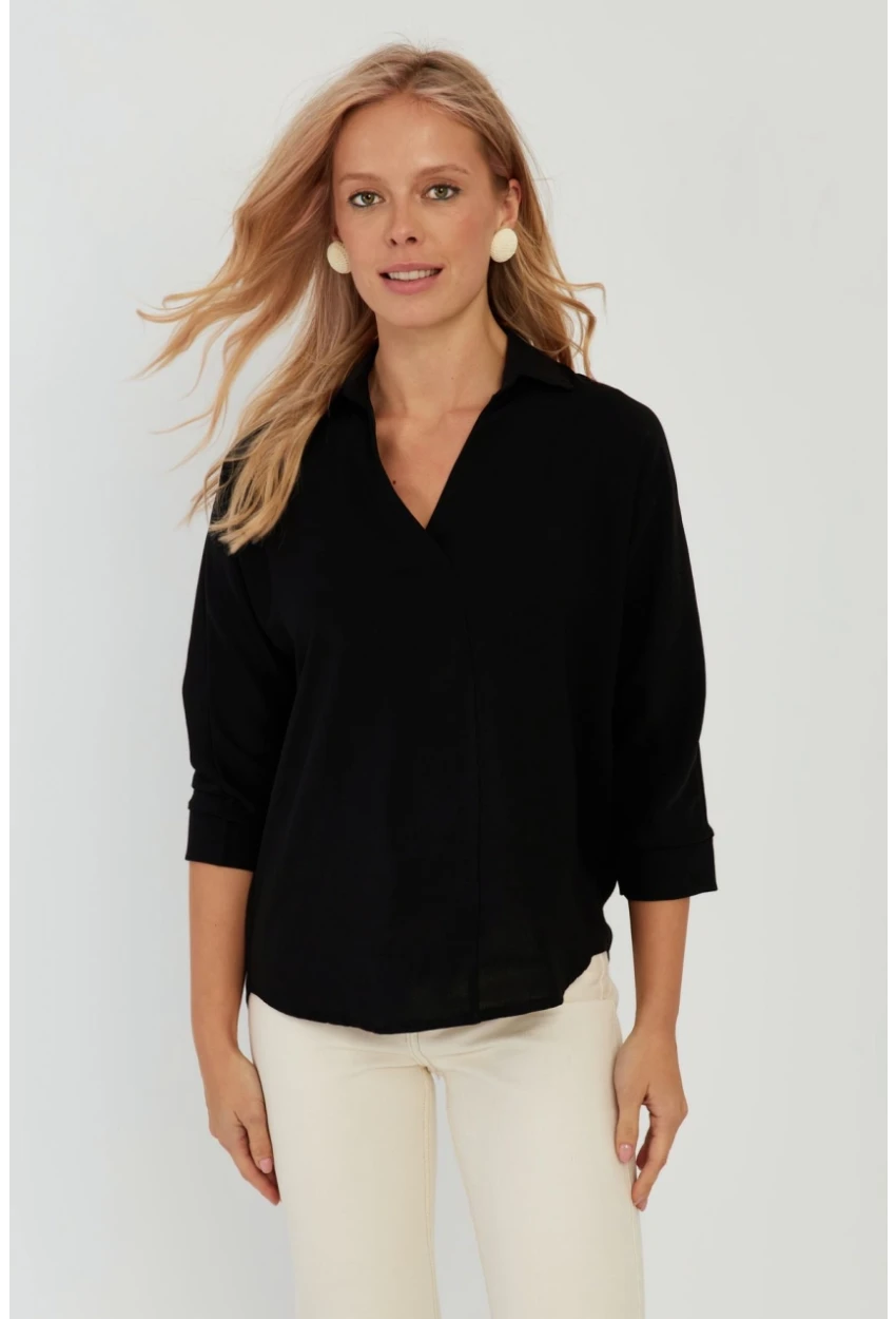 Kadın Siyah Yarasa Kol Bluz BR1224