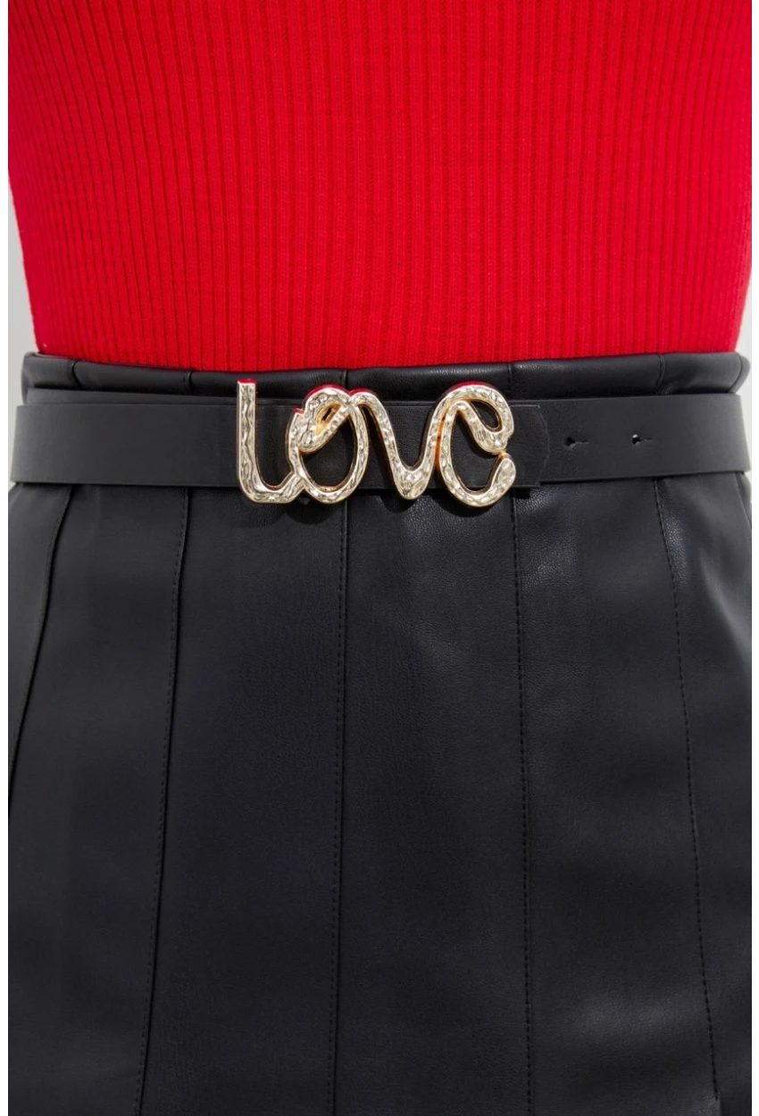 Kadın Siyah Yılan Tokalı Kemer BE674