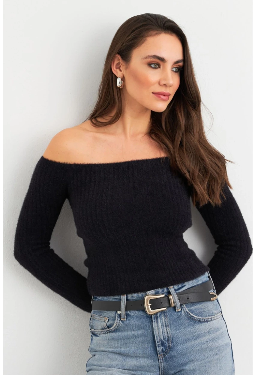 Kadın Siyah Yumuşak Dokulu Bluz SE7