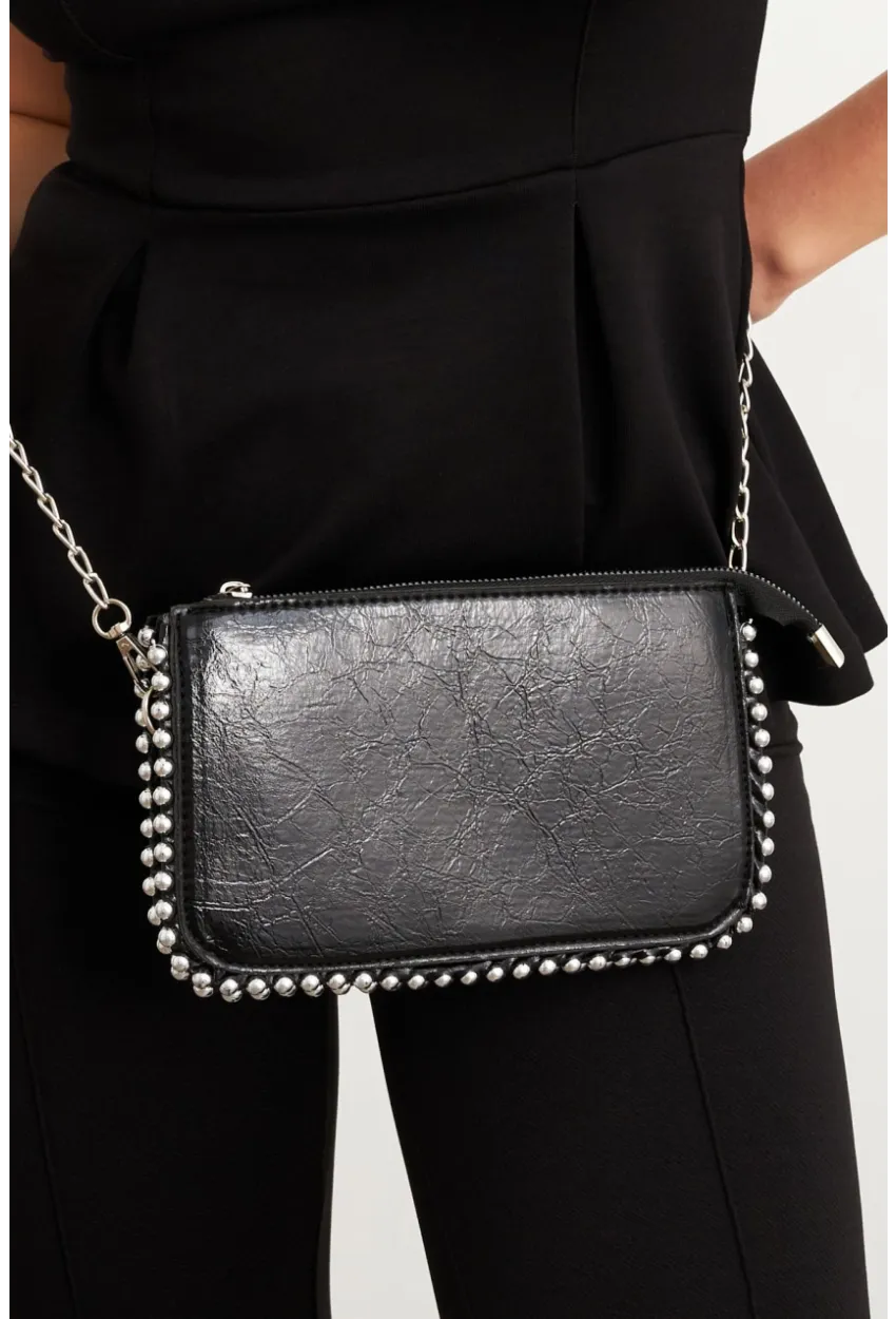 Kadın Siyah Zincir Askılı Suni Deri Çanta FİR102