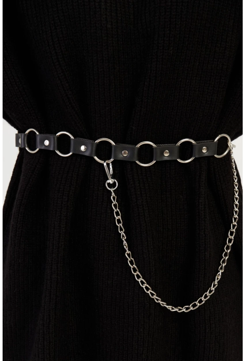 Kadın Siyah Zincirli Kemer BE694