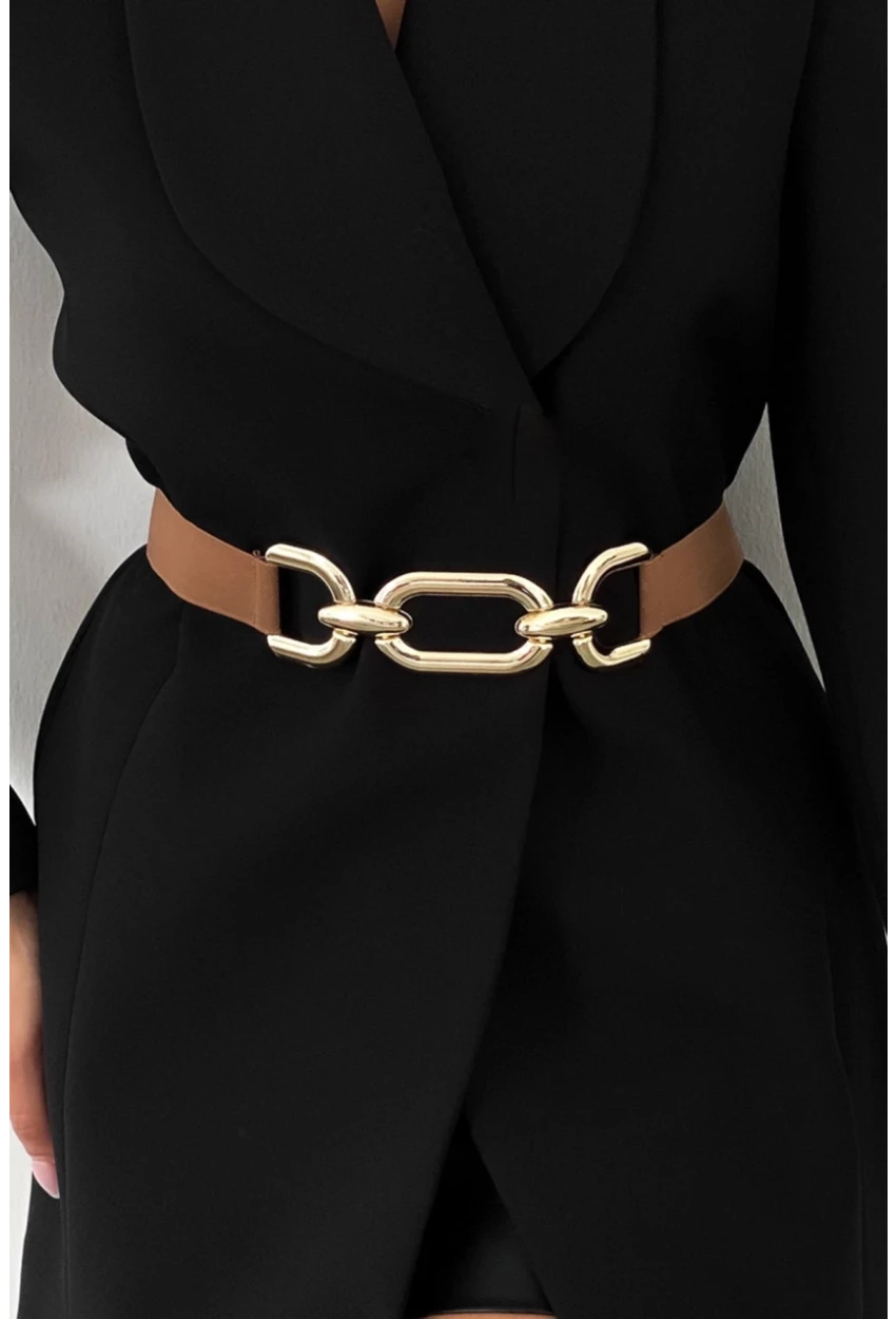 Kadın Taba Lastikli Gold Tokalı Kemer BE663