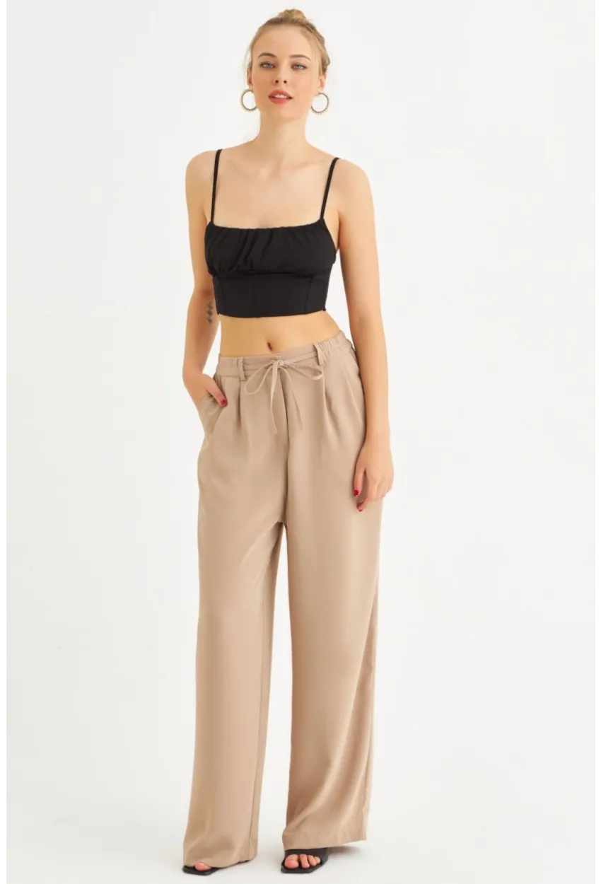 Kadın Taş Fermuarlı Palazzo Pantolon MON143