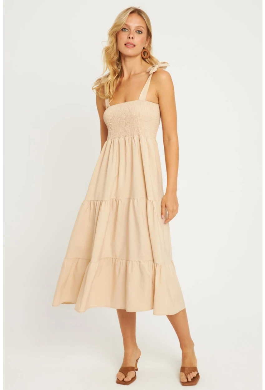 Kadın Taş Gipeli Volanlı Midi Elbise SGT407