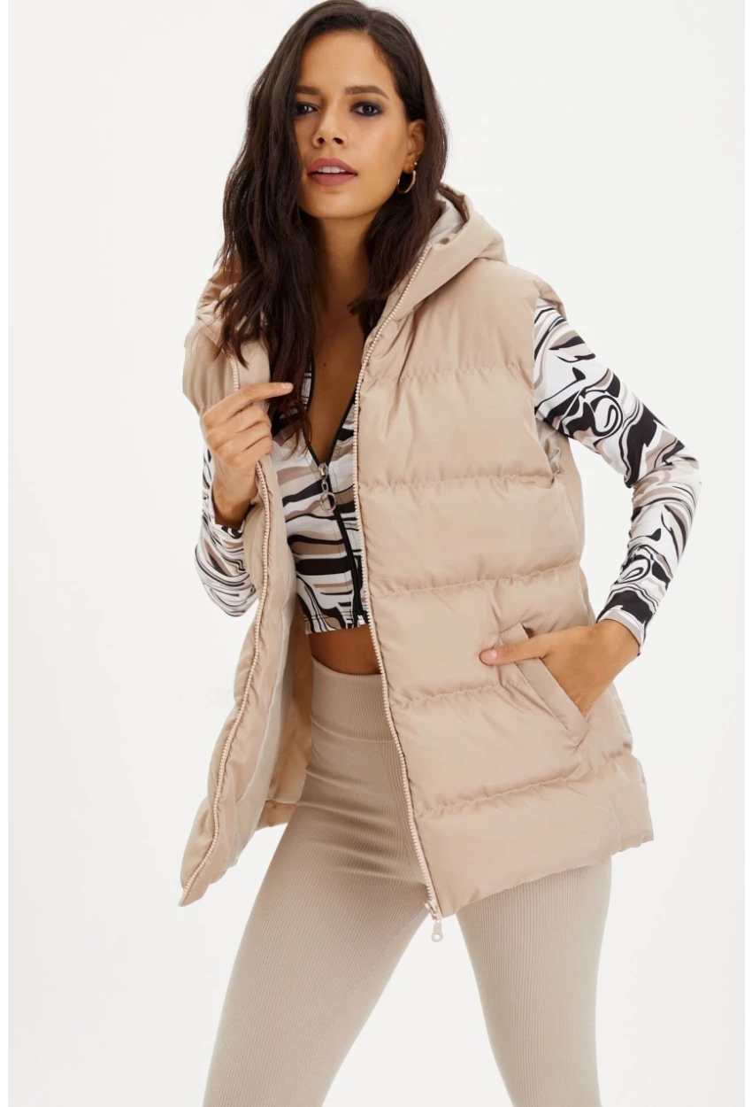 Kadın Taş Kapüşonlu Şişme Yelek ZEE01