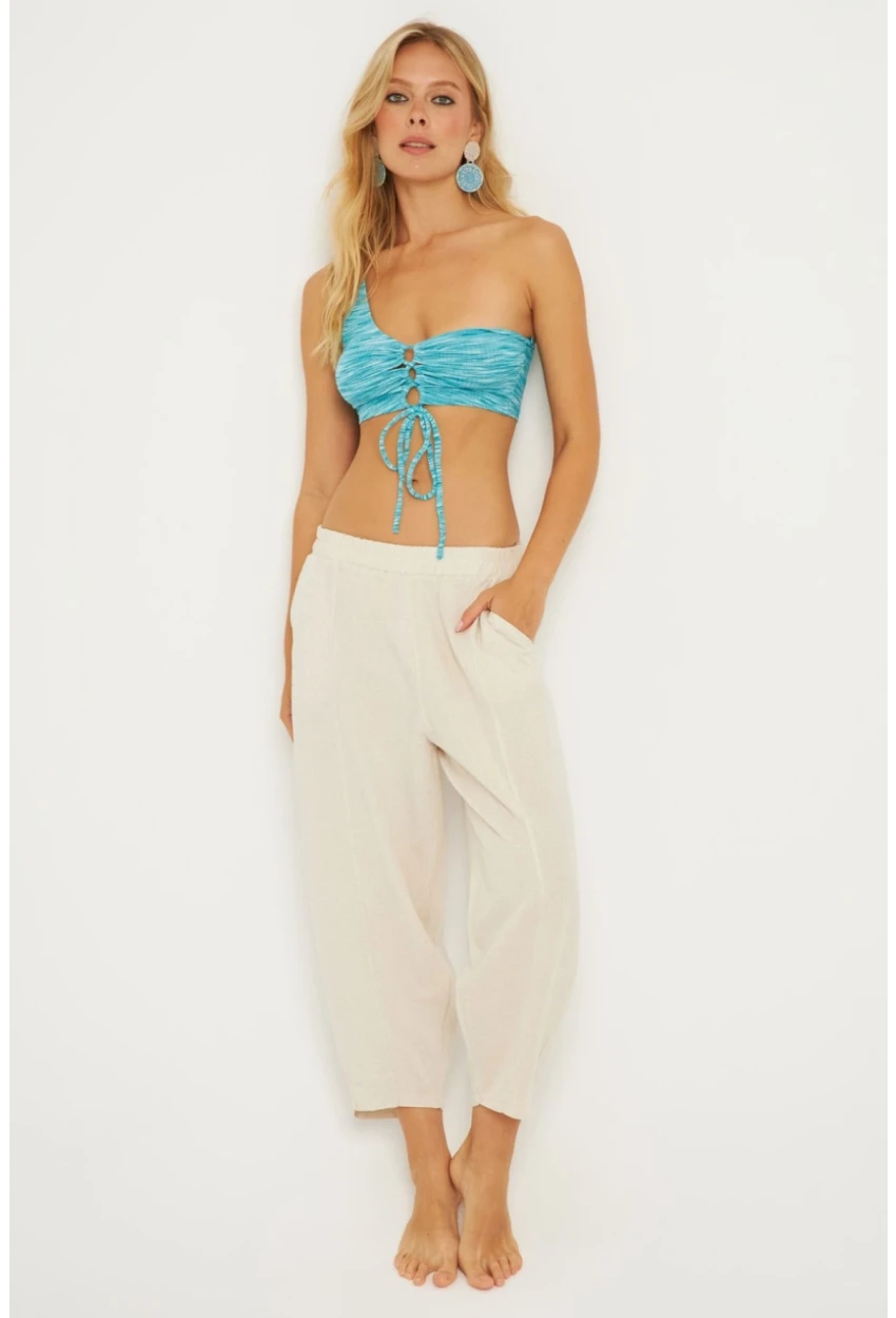 Kadın Taş Keten Şalvar Pantolon K1252