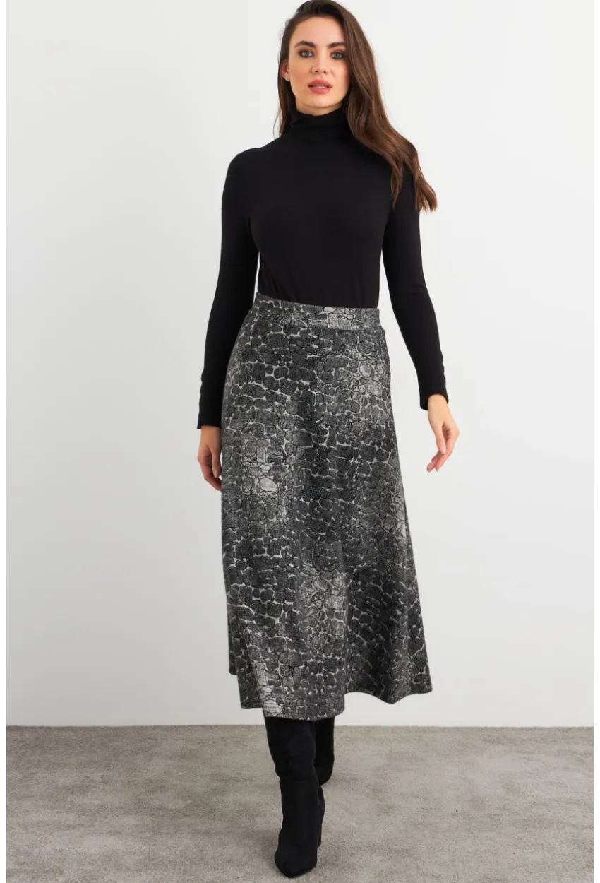 Kadın Taş-Siyah Desenli Çan Etek MLON3007