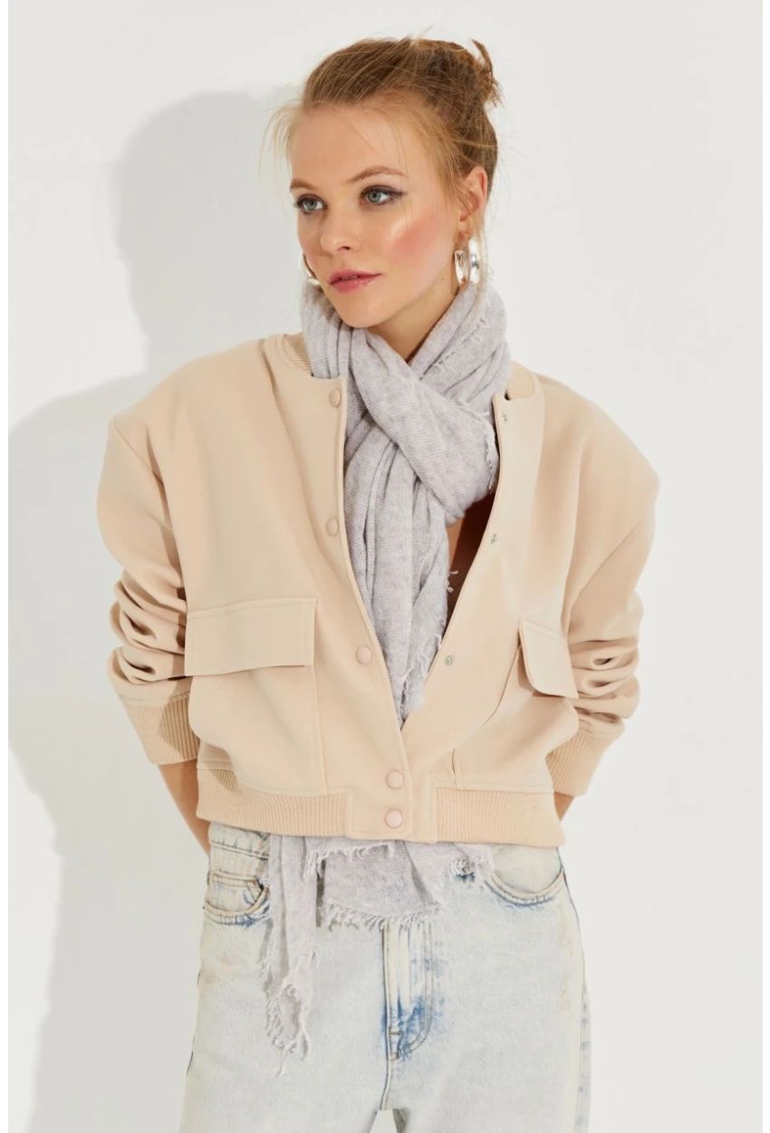 Kadın Vanilya Bomber Ceket QRS8375
