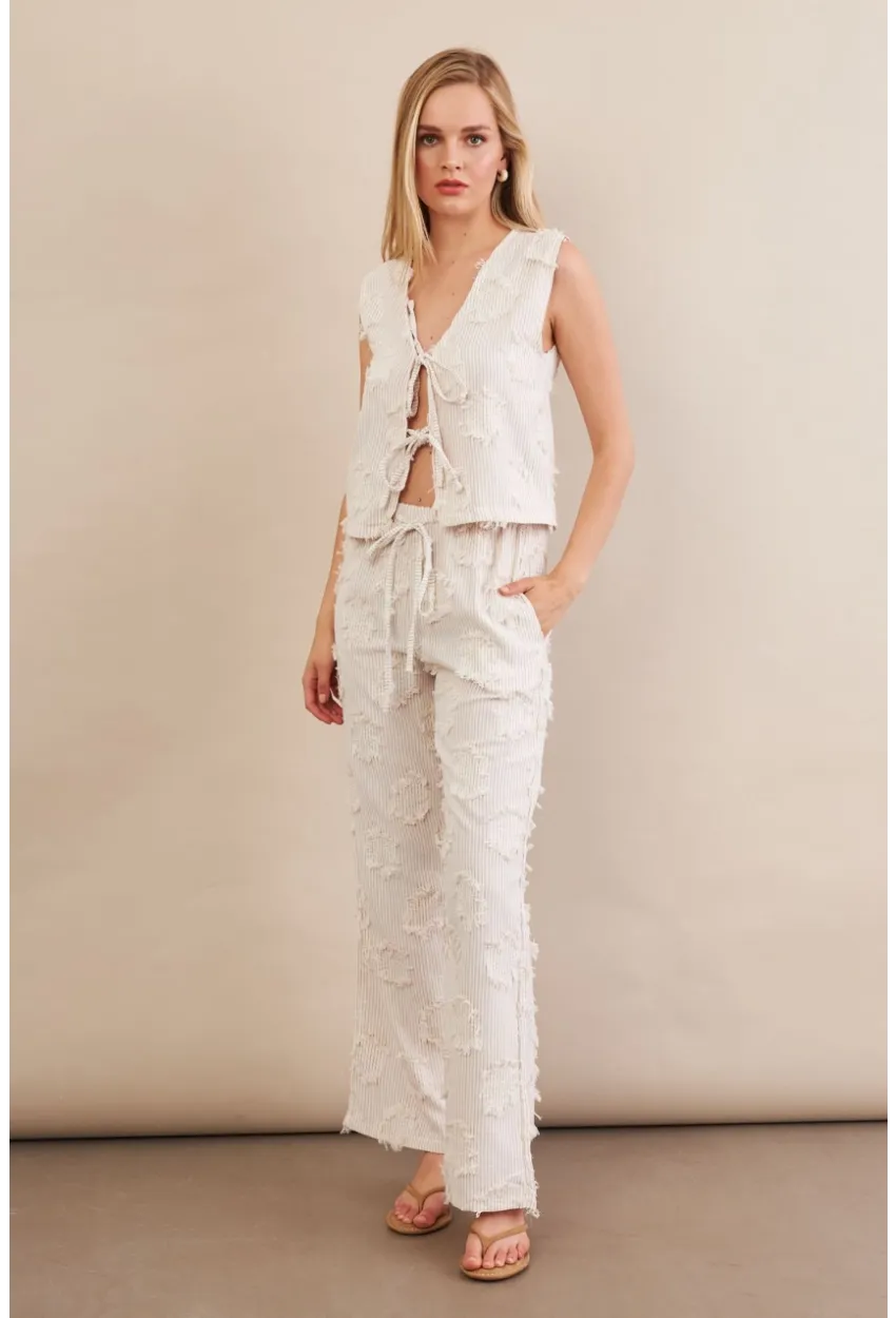 Kadın Vanilya Çizgili Püsküllü Alt Üst Takım MOD2517