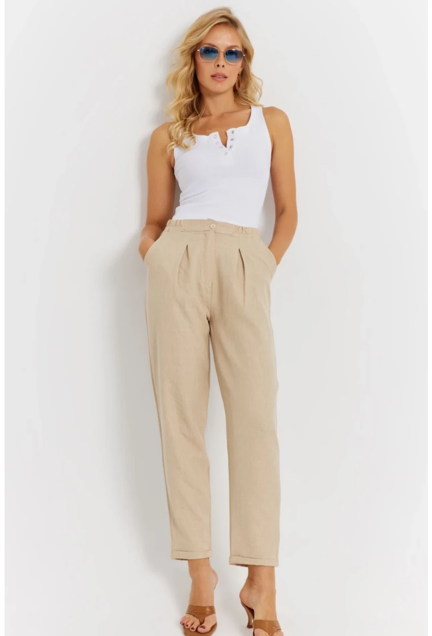 Kadın Vanilya Keten Pantolon DMR340