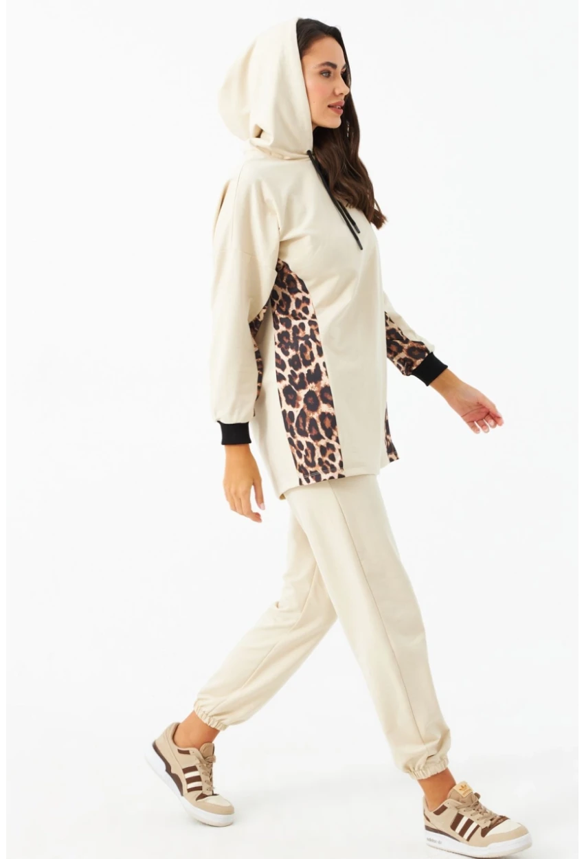 Kadın Vanilya Leopar Desenli Alt Üst Takım MPC301
