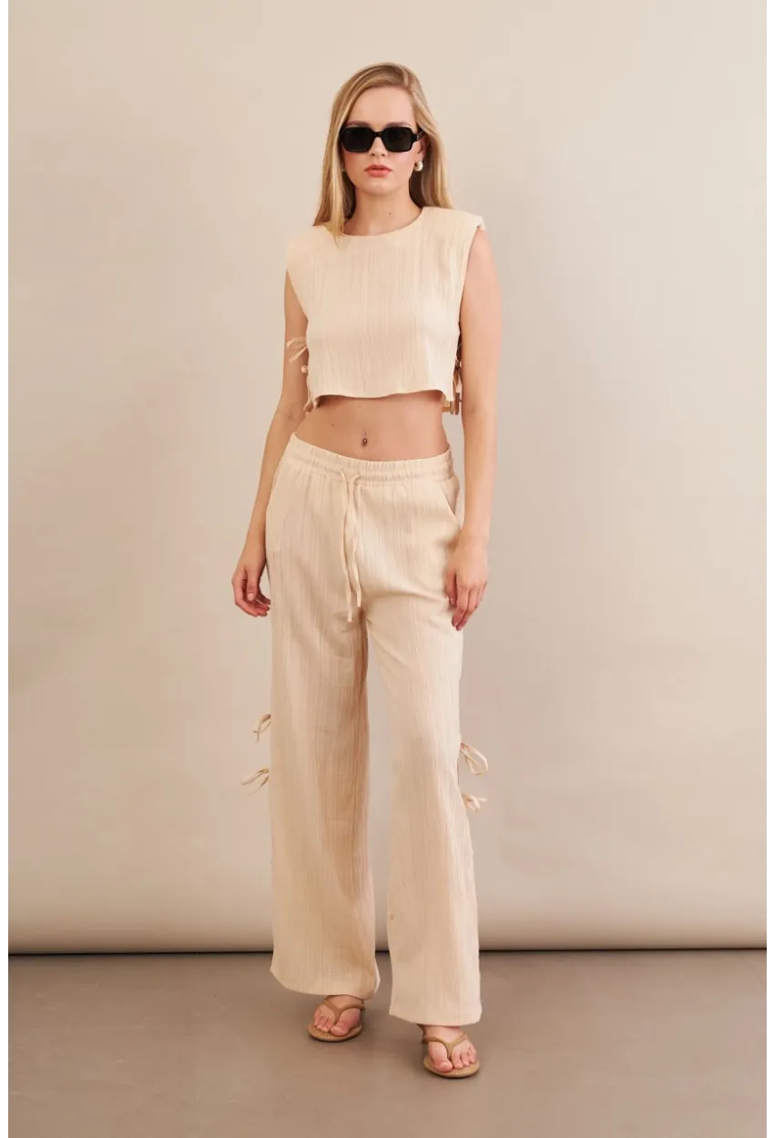 Kadın Vanilya Omuzları Vatkalı Alt Üst Takım KED002