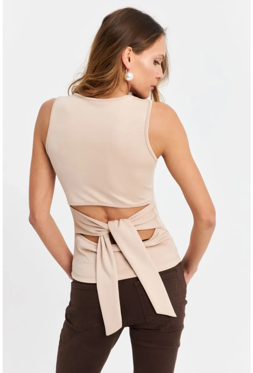 Kadın Vanilya Sırt Dekolteli Bluz TF71