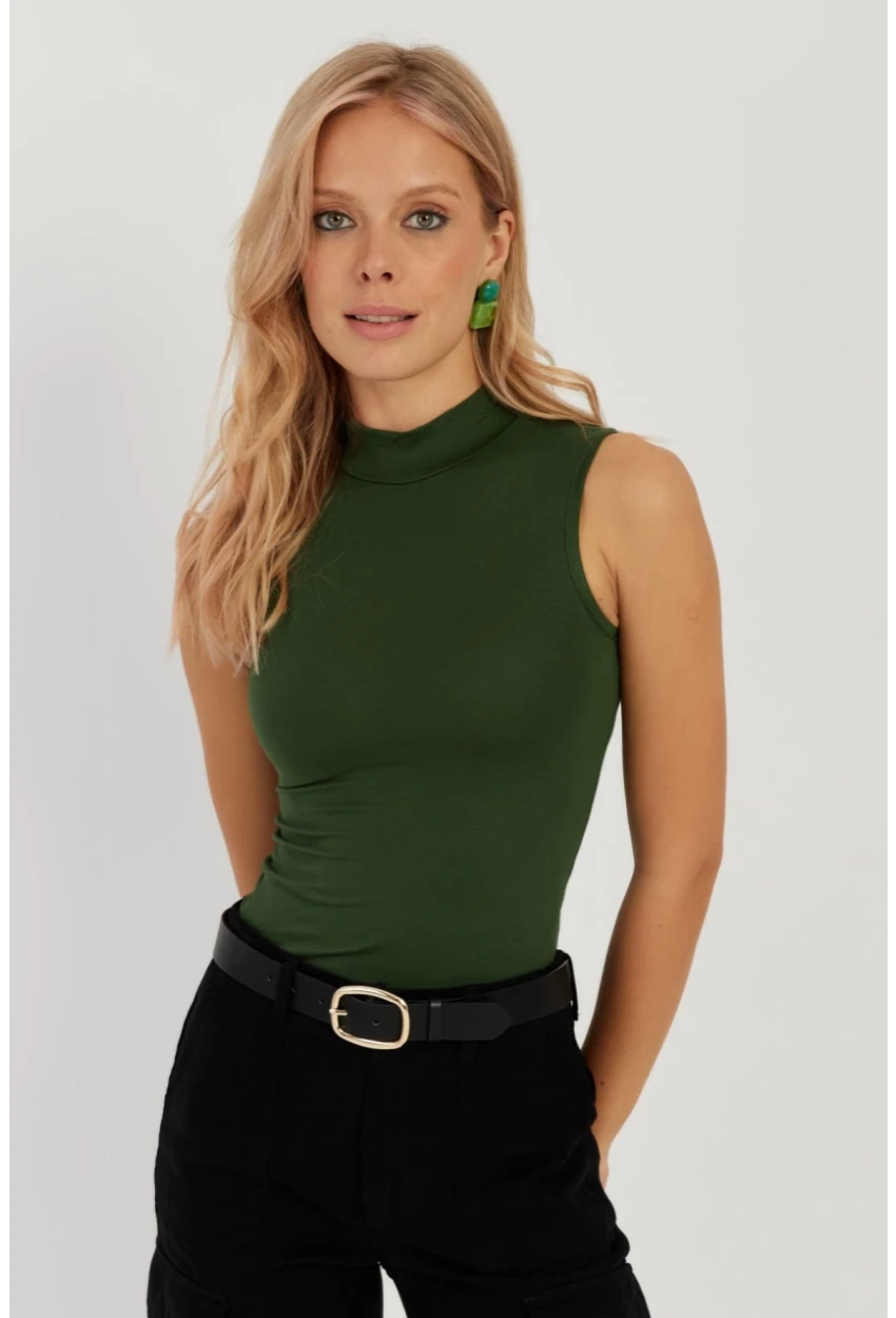 Kadın Yeşil Kolsuz Bluz LPP1260