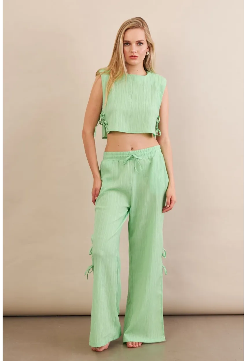 Kadın Yeşil Omuzları Vatkalı Alt Üst Takım KED002