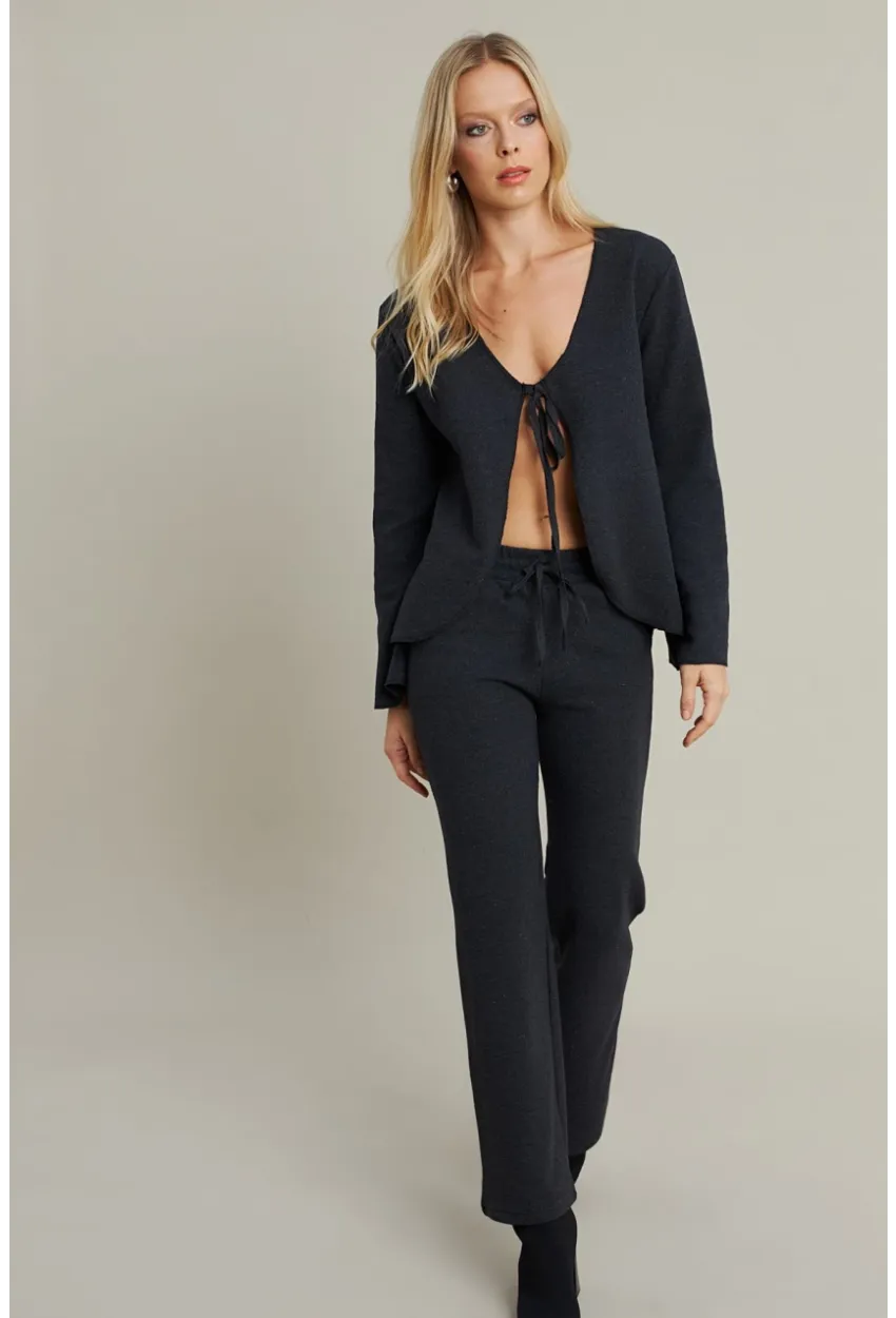 Kadın Antrasit Bağlama Detaylı Alt Üst Takım YLE1098