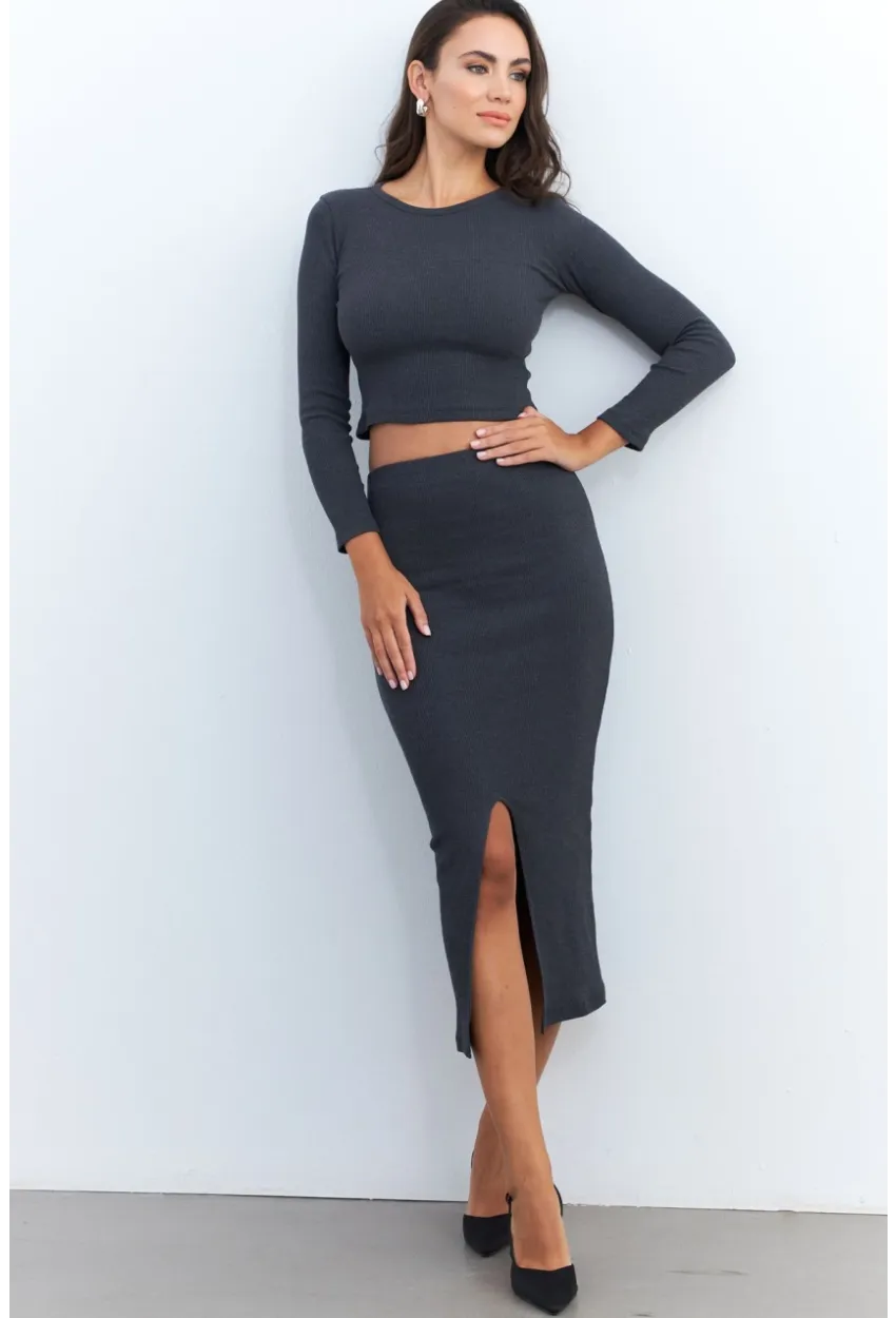 Kadın Antrasit Basic Kaşkorse Alt- Üst Takım XL2042