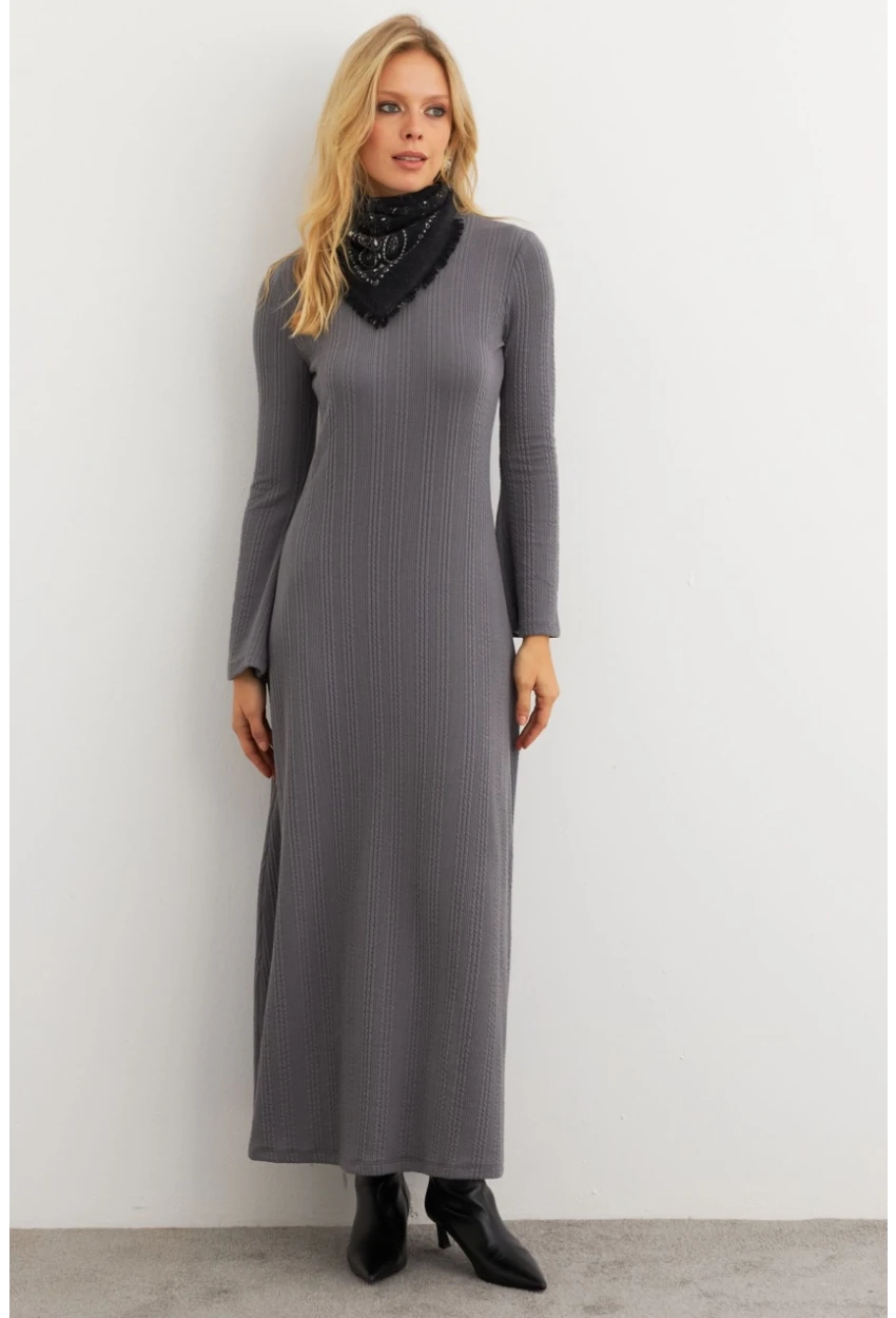 Kadın Antrasit Basic Maxi Elbise MTF30