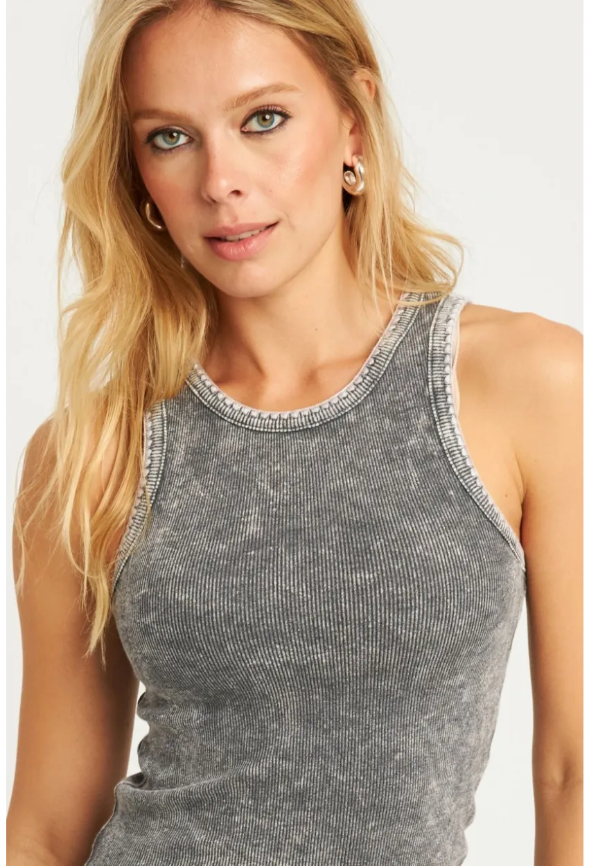 Kadın Antrasit Yıkamalı Triko Bluz AYD341