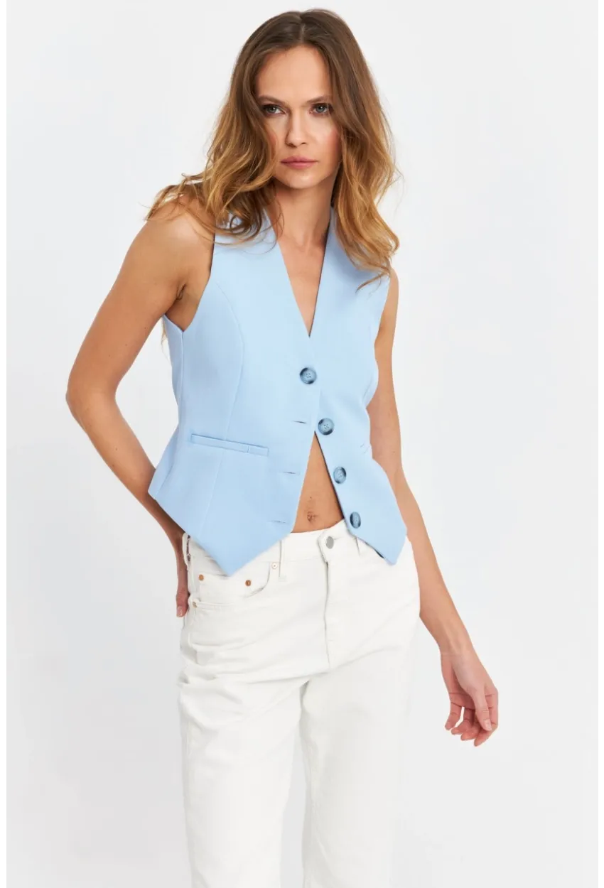 Kadın Bebe Mavi Keten Astarlı Yelek TW60046