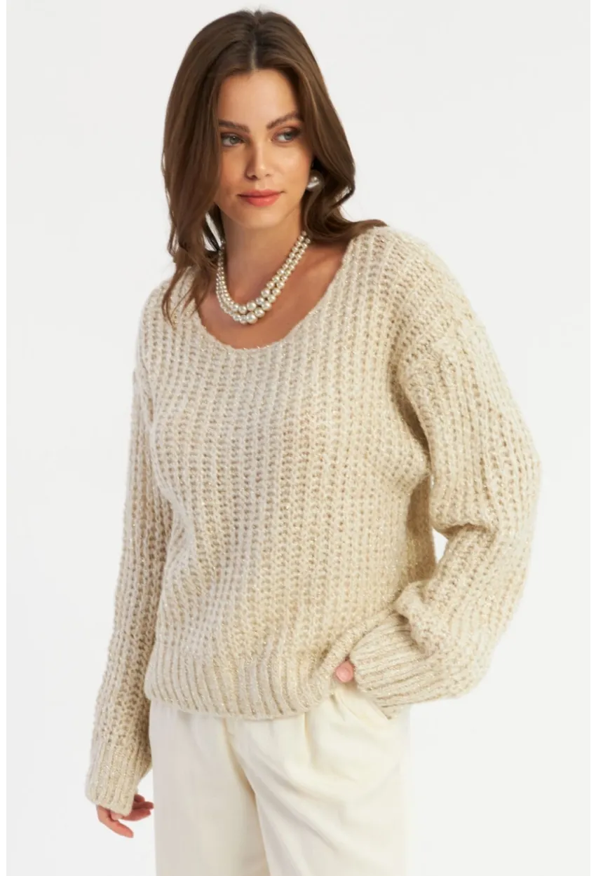 Kadın Bej Parlak Kazak KAZ25