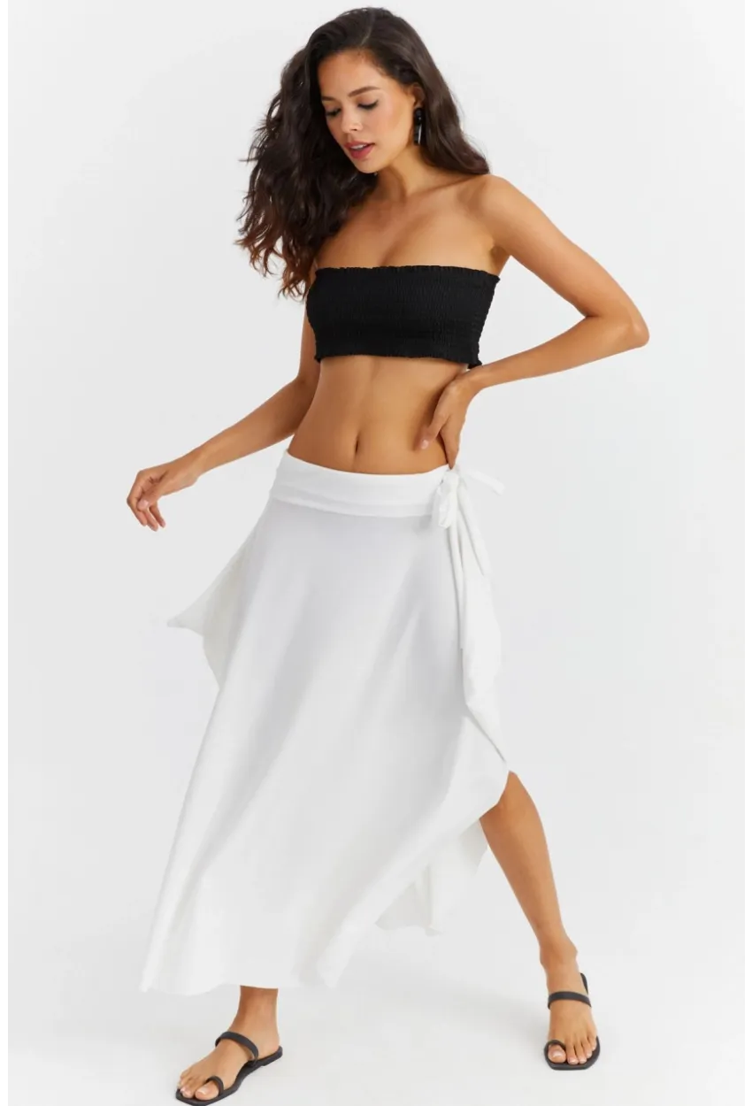 Kadın Beyaz Asımetrık Etek LV52