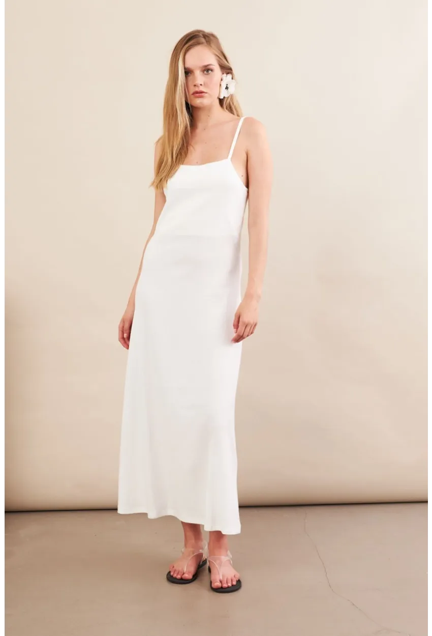 Kadın Beyaz Askılı Midi Elbise FLU7314