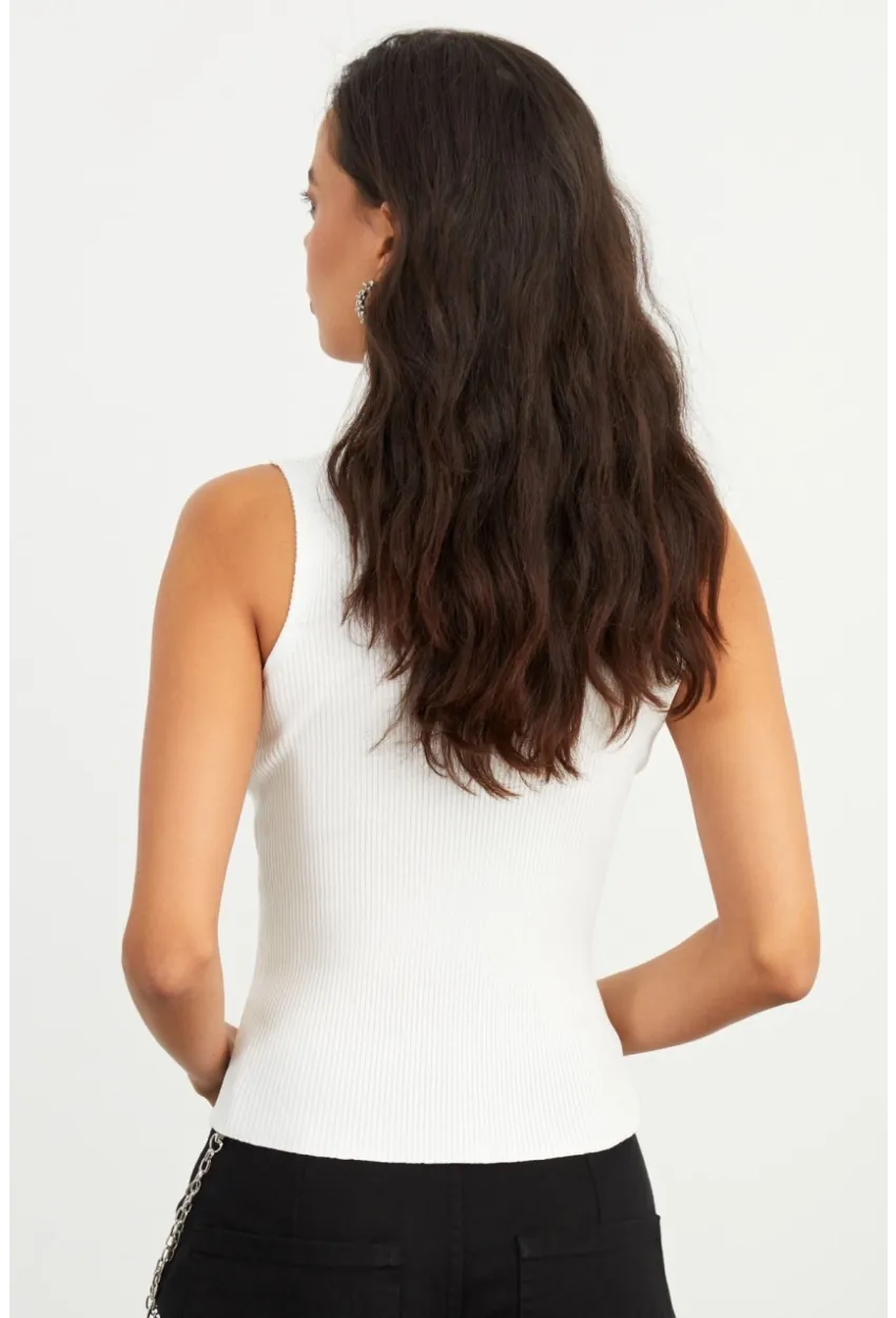 Kadın Beyaz Balıkçı Bluz YV97