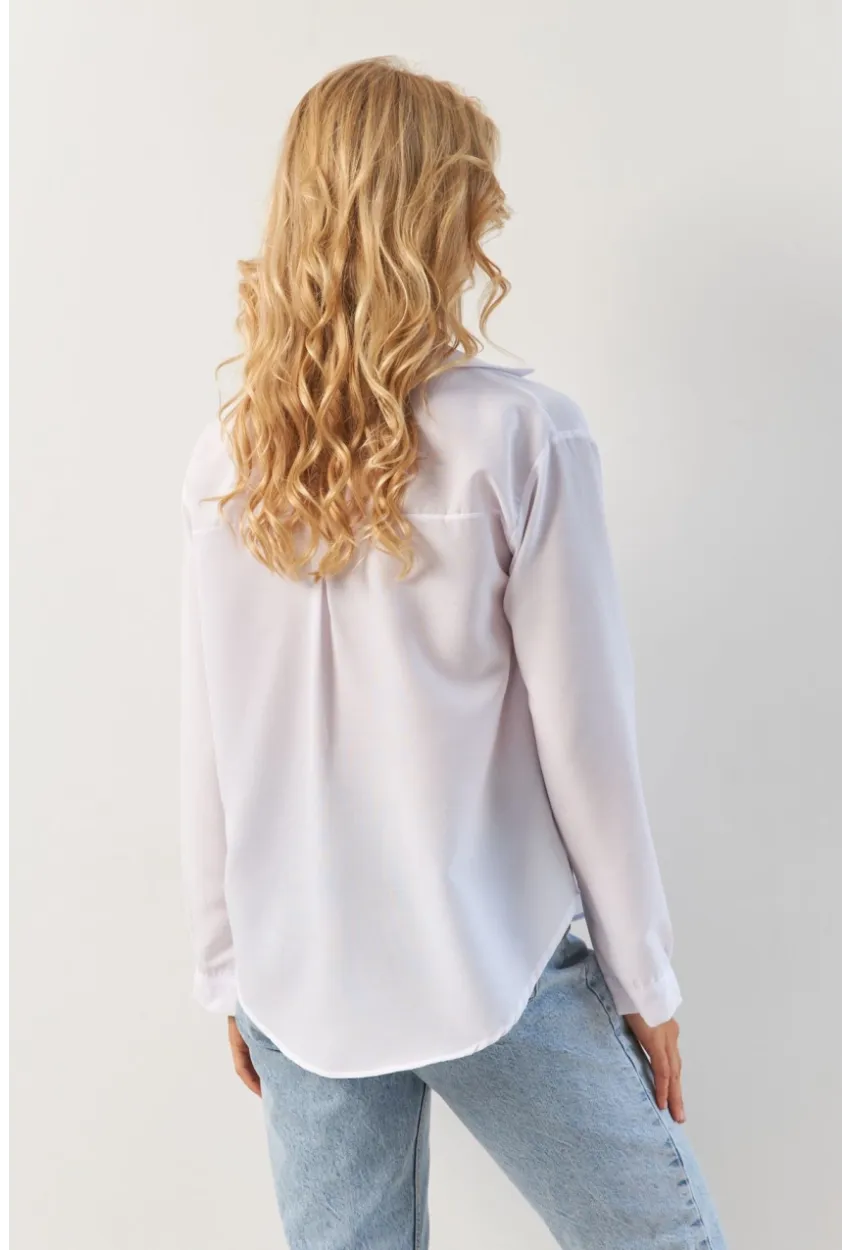 Kadın Beyaz Basic Gömlek HNT02