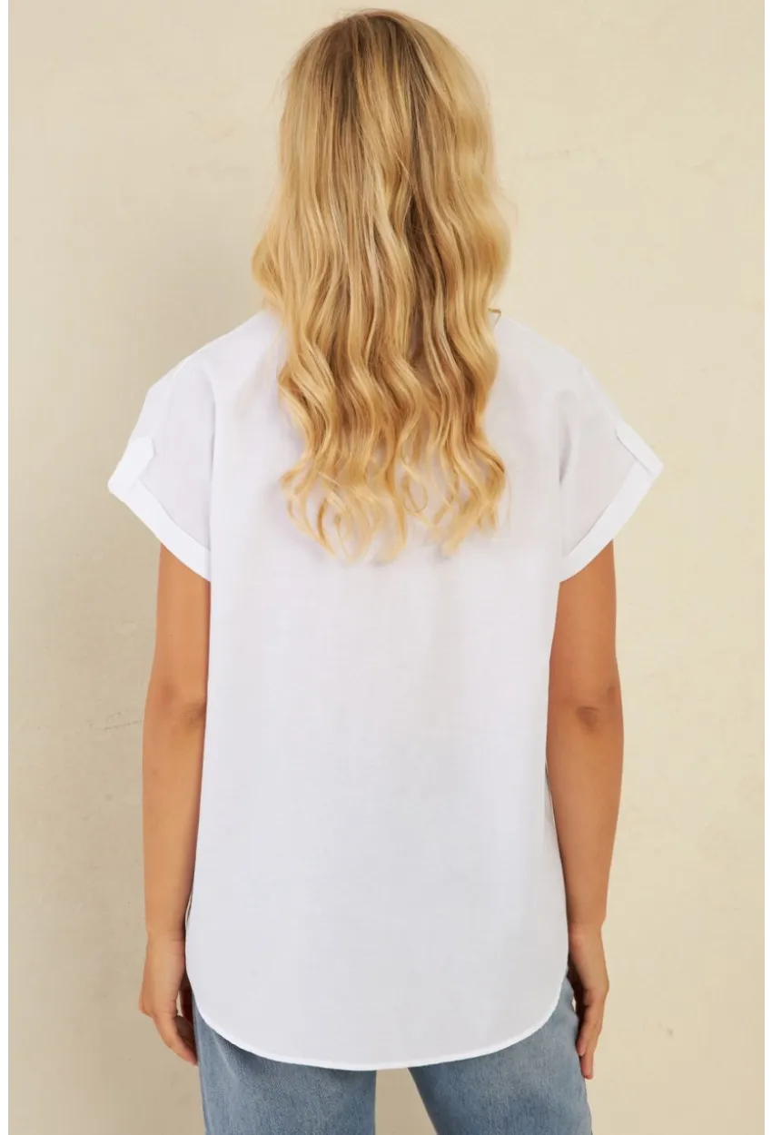 Kadın Beyaz Cepli Gömlek ZER410