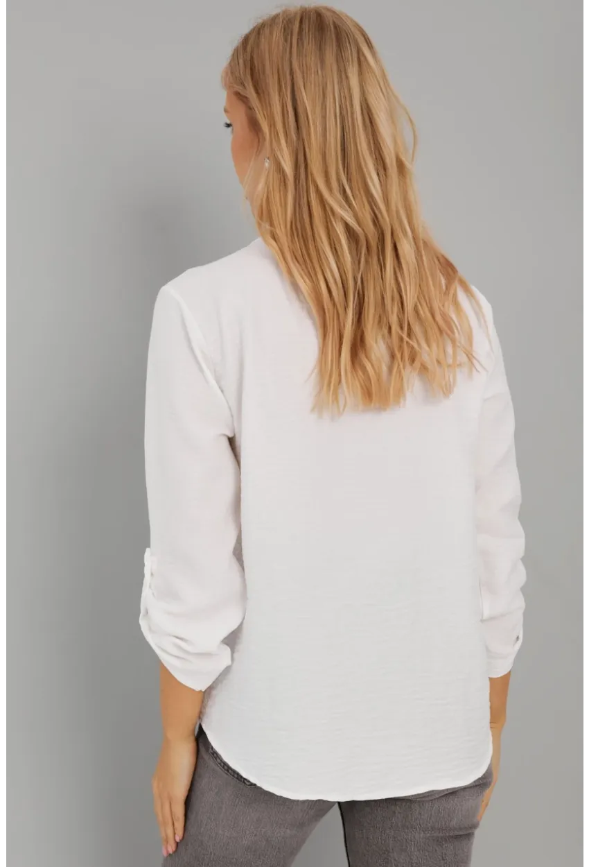 Kadın Beyaz Düğmeli Bluz BR1320