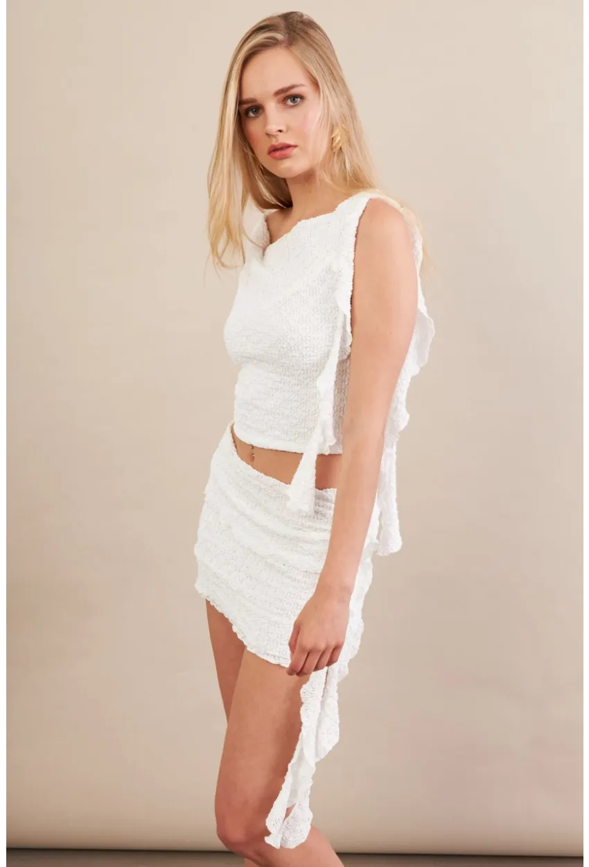 Kadın Beyaz Fırfırlı Dantel Takım EV112