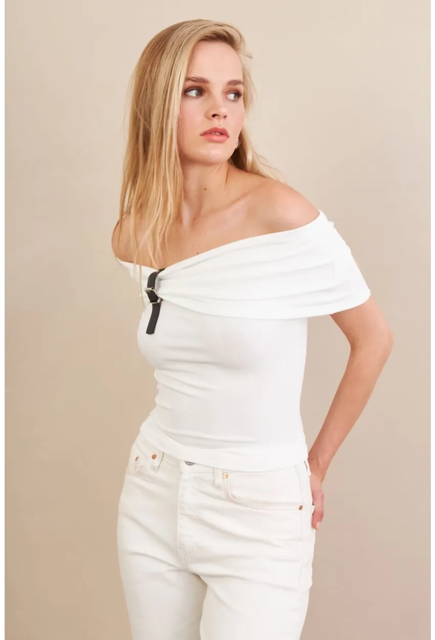 Kadın Beyaz Kemer Detaylı Bluz FRY2316
